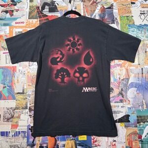 RARE Vintage Magic‎ The Gathering T Shirt Mens Graphic Mana Symbols